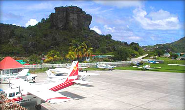 Private planes parking at St Jean aiport in St Barths, st barts, St Barthelemy