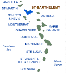 Map of the caribbean lesser Antilles